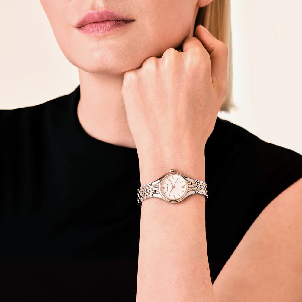 ROSEFIELD Ladies Muse White Dial Two Tone Rose Gold Bracelet Watch MUWDSD-MU04