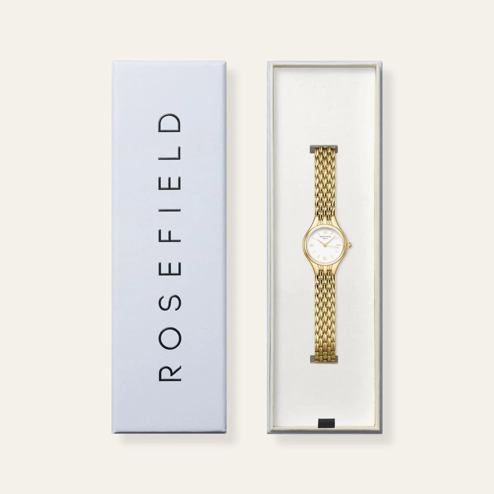 ROSEFIELD Ladies Muse White Dial Golden Bracelet Watch MUWGSG-MU01
