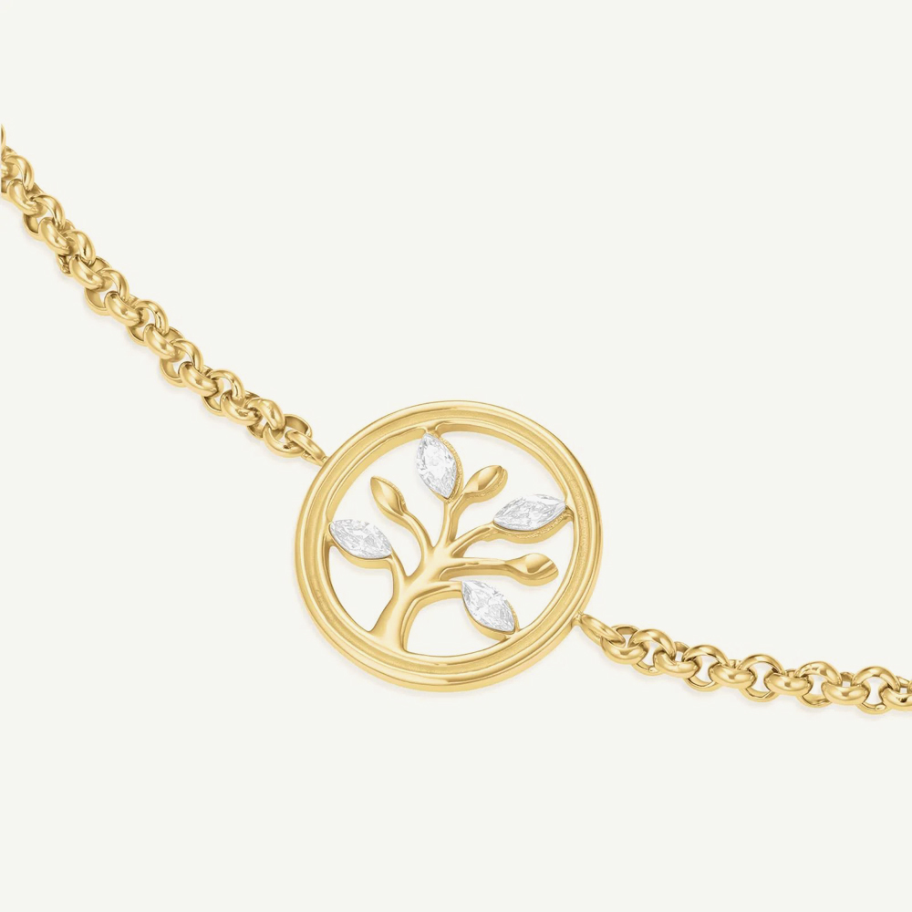 ROSEFIELD Ladies Mini Octagon White Dial Golden Bracelet Watch & Tree of Life Crystal Bracelet Gift Set MWGTG-X297