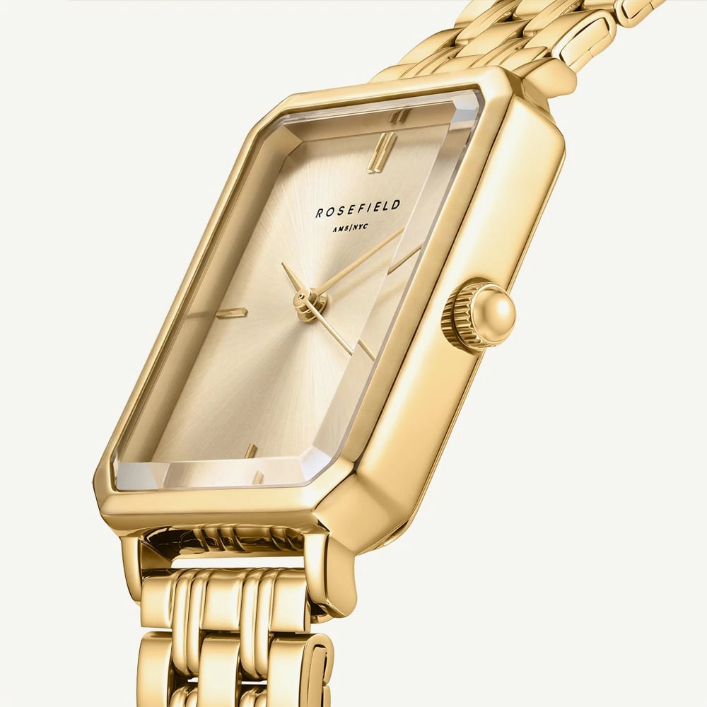 ROSEFIELD Ladies Octagon Champagne Dial Golden Bracelet Watch OCGSG-O65