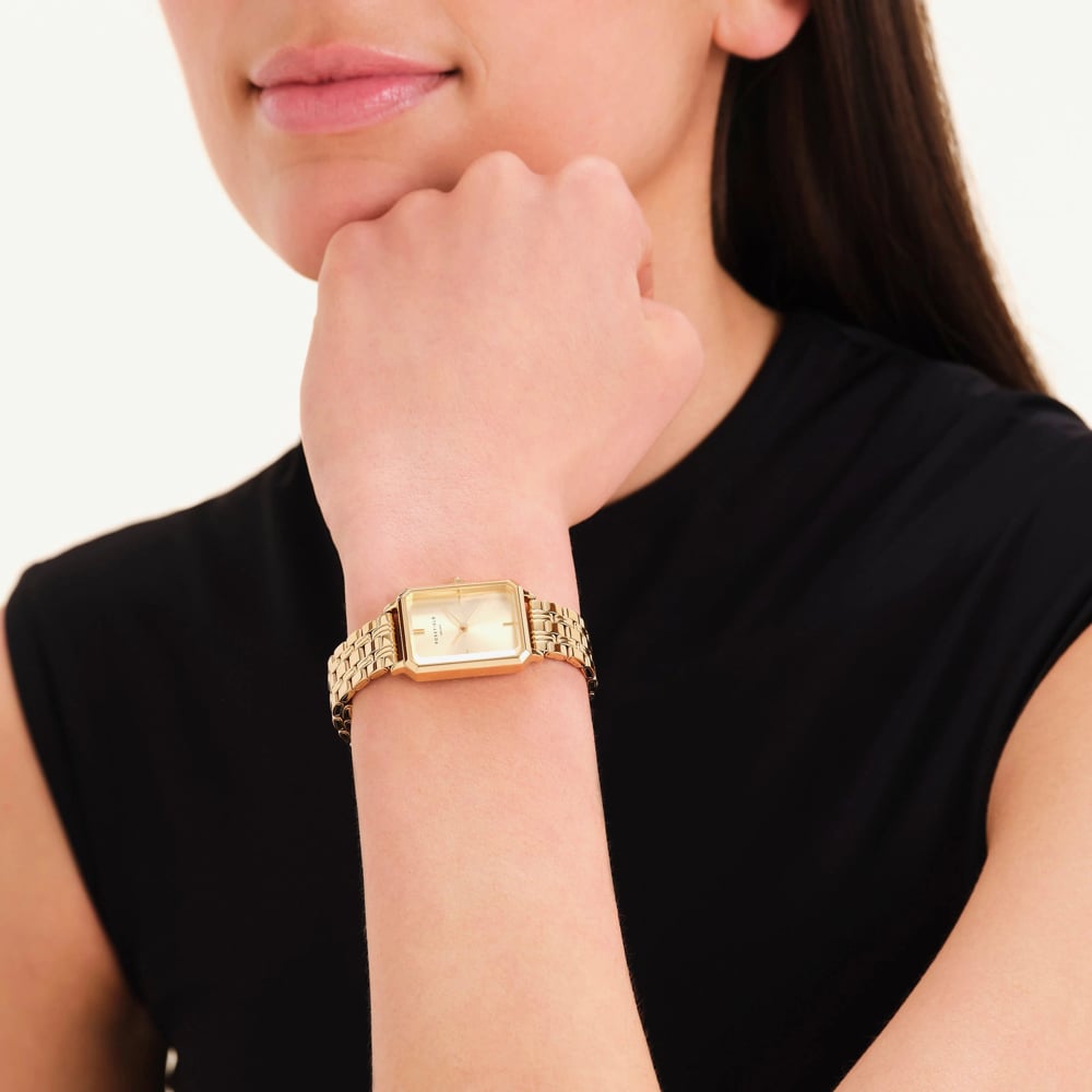 ROSEFIELD Ladies Octagon Champagne Dial Golden Bracelet Watch OCGSG-O65