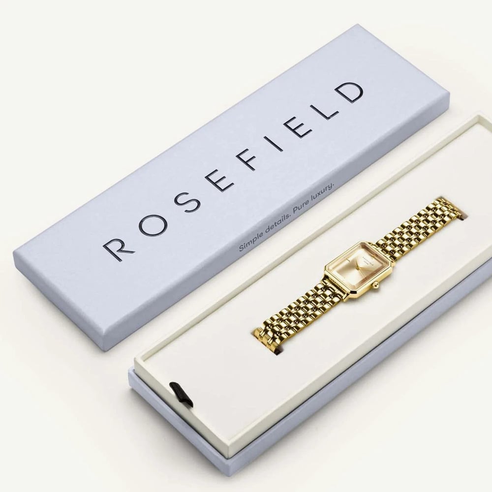 ROSEFIELD Ladies Octagon Champagne Dial Golden Bracelet Watch OCGSG-O65