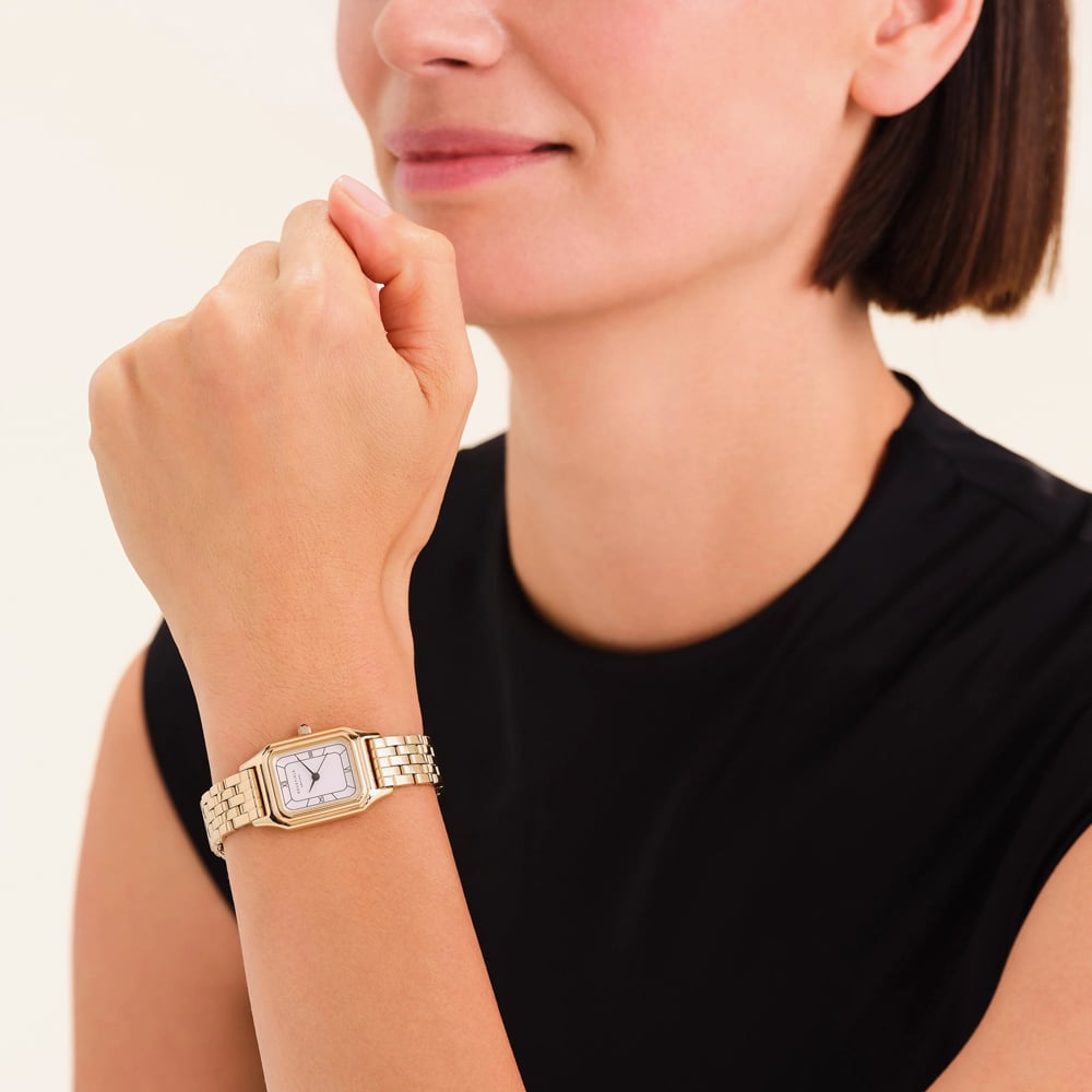 ROSEFIELD Ladies Ivy White Dial Golden Bracelet Watch OCWGSG-OC01