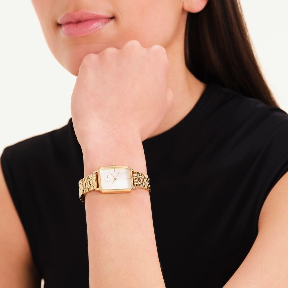 ROSEFIELD Ladies Octagon Silver Dial Golden Bracelet Watch OCWSG-O40