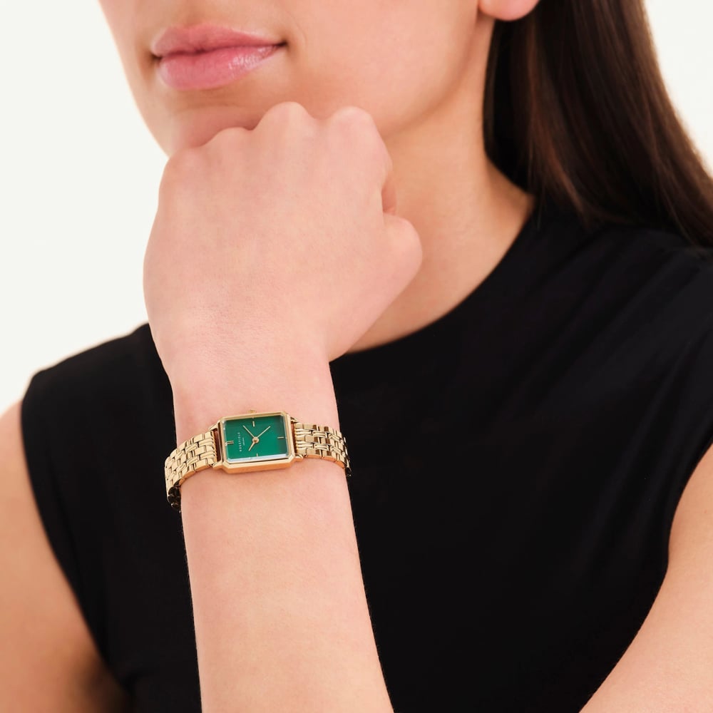 ROSEFIELD Ladies Octagon XS Emerald Mother of Pearl Dial Golden Bracelet Watch OEGSG-O79