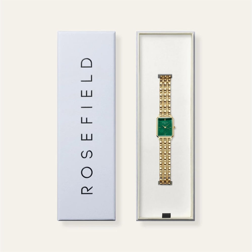 ROSEFIELD Ladies Octagon XS Emerald Mother of Pearl Dial Golden Bracelet Watch OEGSG-O79