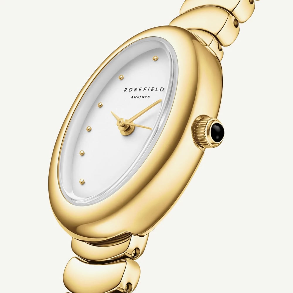ROSEFIELD Ladies Ovale White Dial Golden Bracelet Watch OVWGSG-OV19