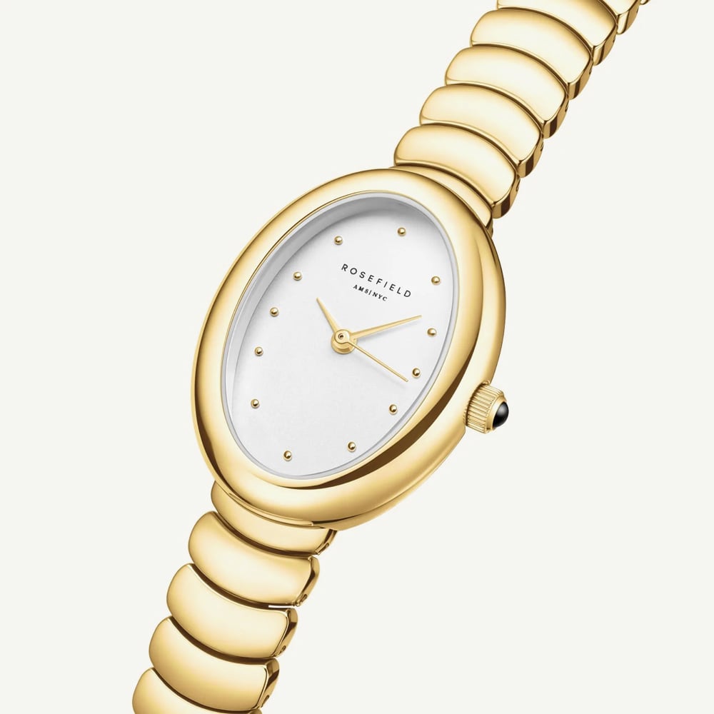 ROSEFIELD Ladies Ovale White Dial Golden Bracelet Watch OVWGSG-OV19