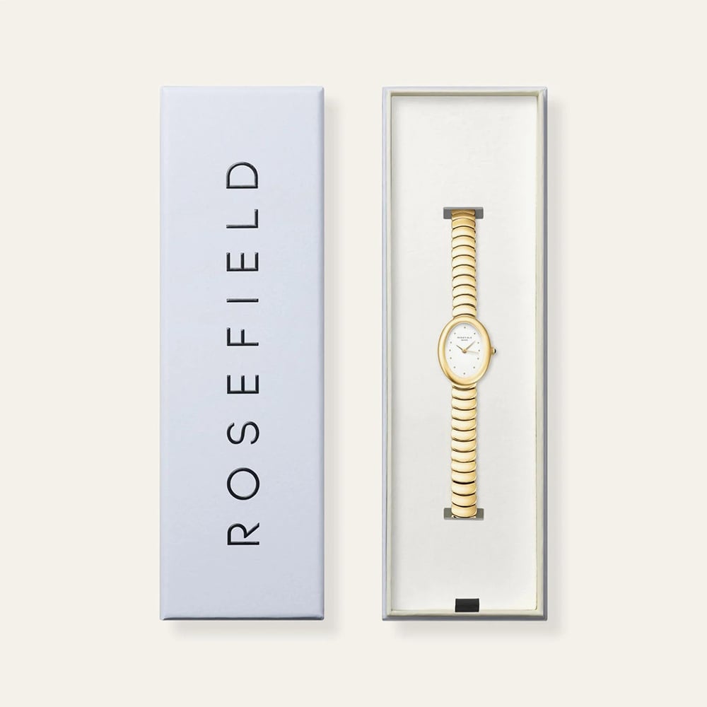 ROSEFIELD Ladies Ovale White Dial Golden Bracelet Watch OVWGSG-OV19