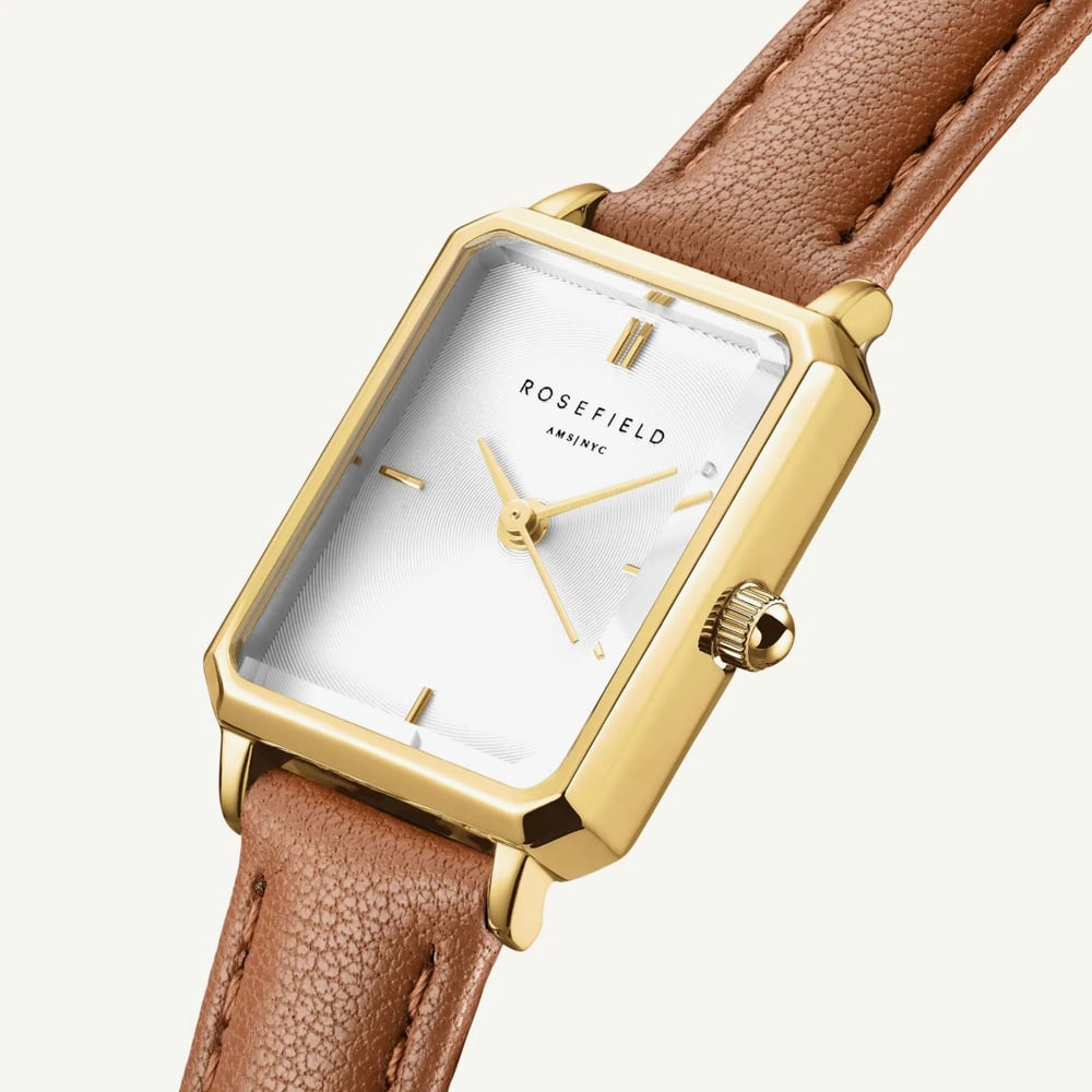 ROSEFIELD Ladies Octagon XS White Dial Leather Strap Watch OWBLG-O85