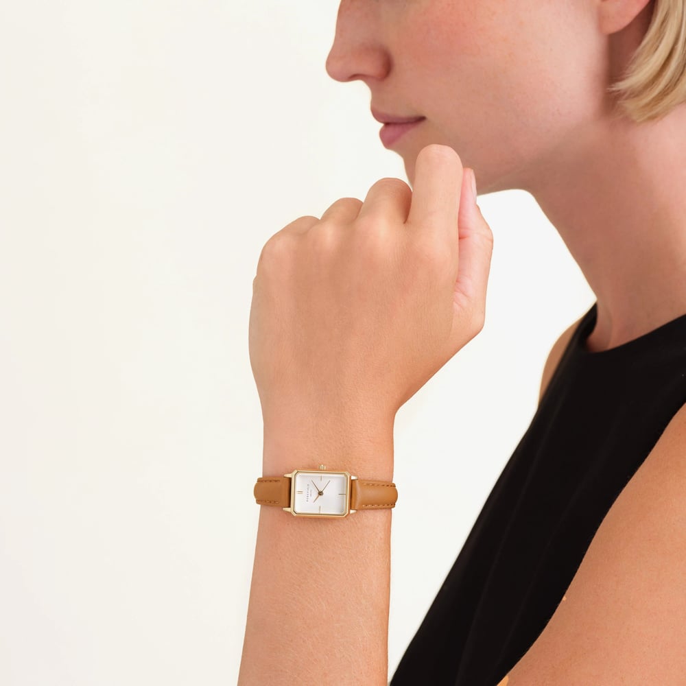 ROSEFIELD Ladies Octagon XS White Dial Leather Strap Watch OWBLG-O85