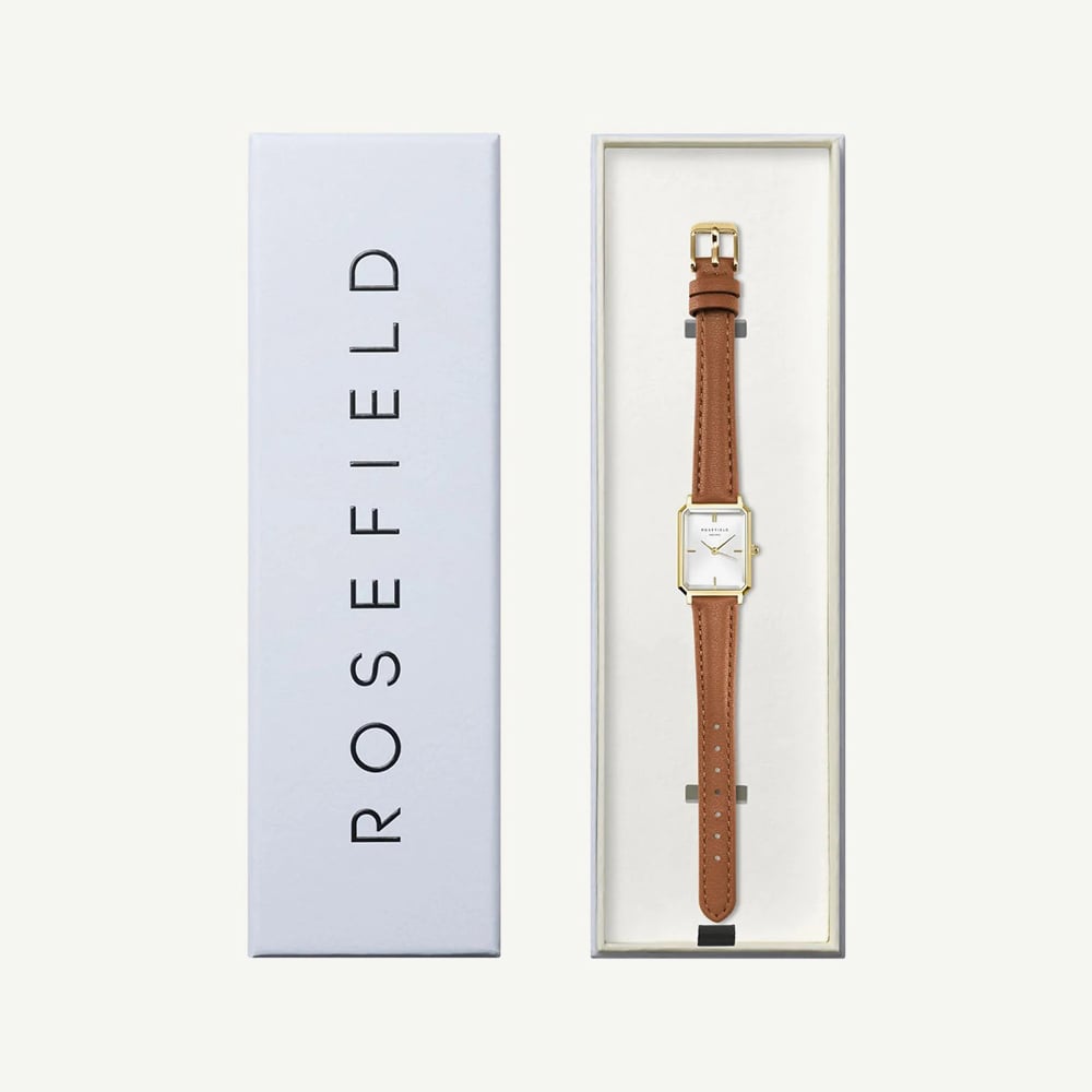ROSEFIELD Ladies Octagon XS White Dial Leather Strap Watch OWBLG-O85