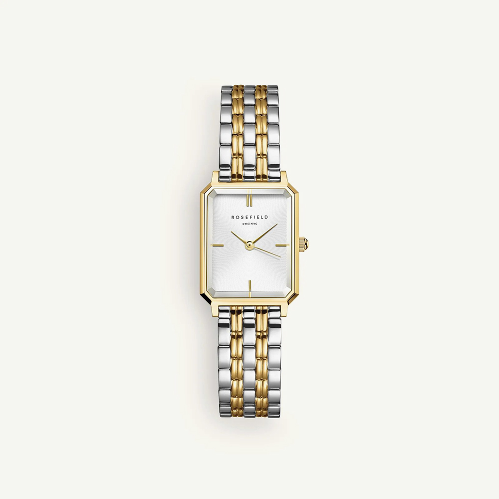 ROSEFIELD Ladies Octagon XS White Dial Two Tone Bracelet Watch & Multi Crystal Bracelet Gift Set OWDSG-X279