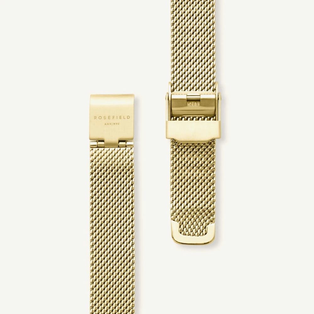 ROSEFIELD Ladies Octagon XS Silver Dial Golden Mesh Bracelet Watch OWGMG-O73