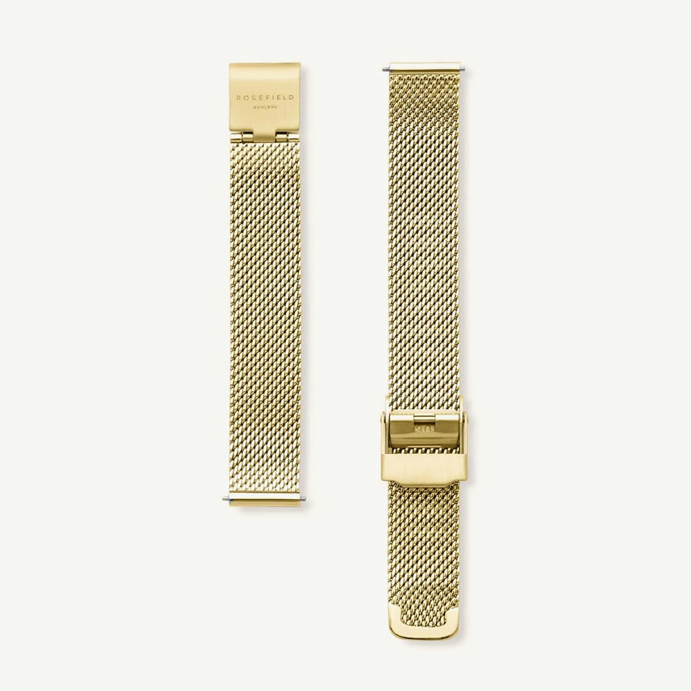ROSEFIELD Ladies Oval White Mother of Pearl Golden Mesh Bracelet Watch OWGMG-OV10