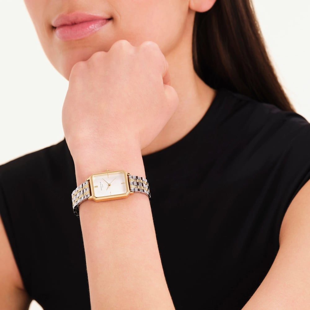 ROSEFIELD Ladies Octagon Silver Dial Two Tone Bracelet Watch OWSSSG-O48