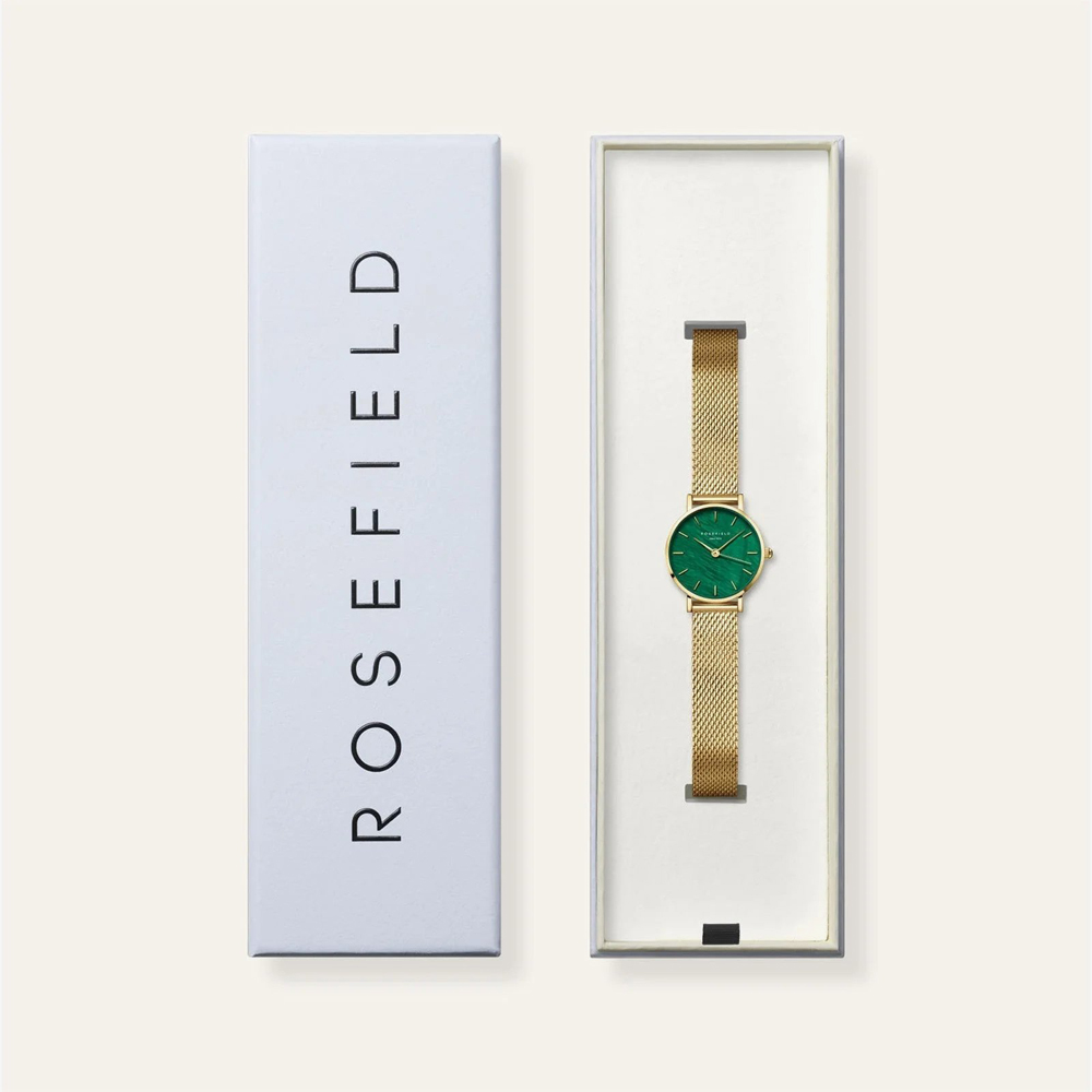 ROSEFIELD Ladies Small Edit Green Mother of Pearl Golden Mesh Bracelet Watch SEEGMG-SE72