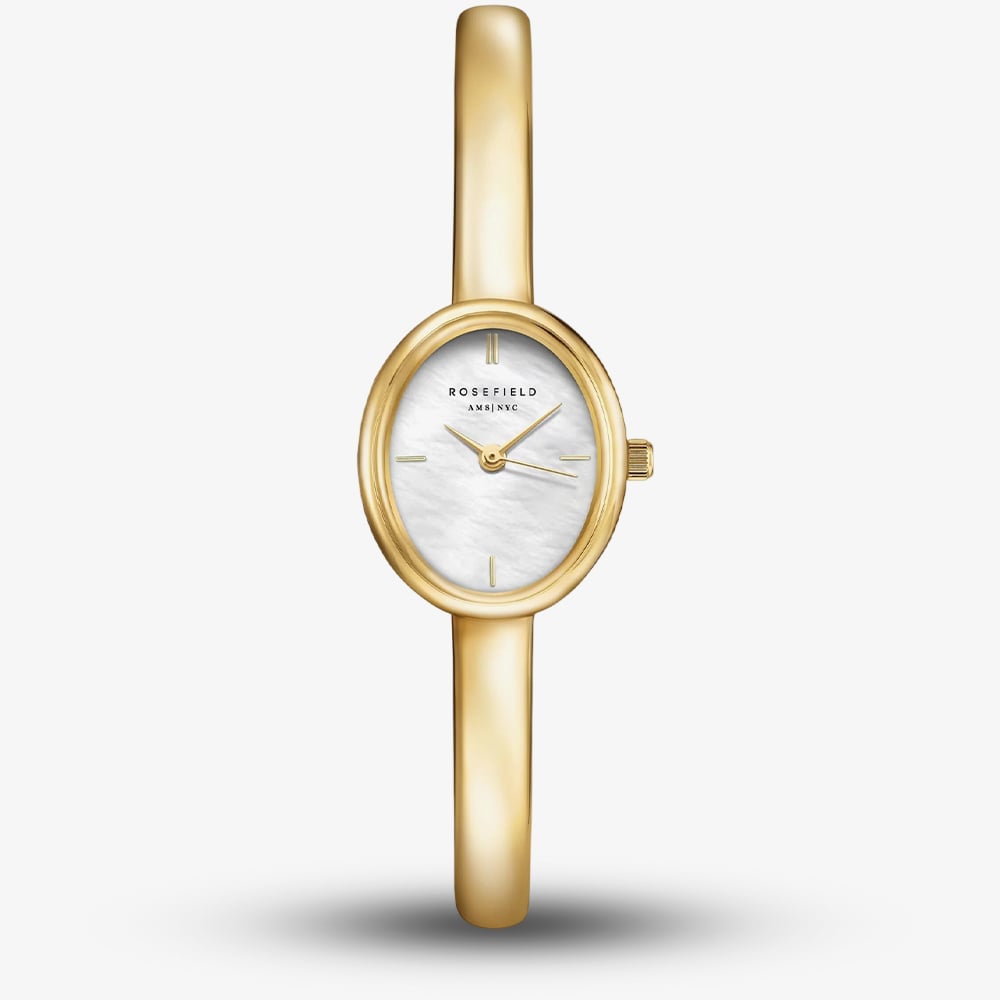 ROSEFIELD Ladies Studio Bangle S White Mother of Pearl Dial Golden Bangle Bracelet Watch STWGSG-ST04