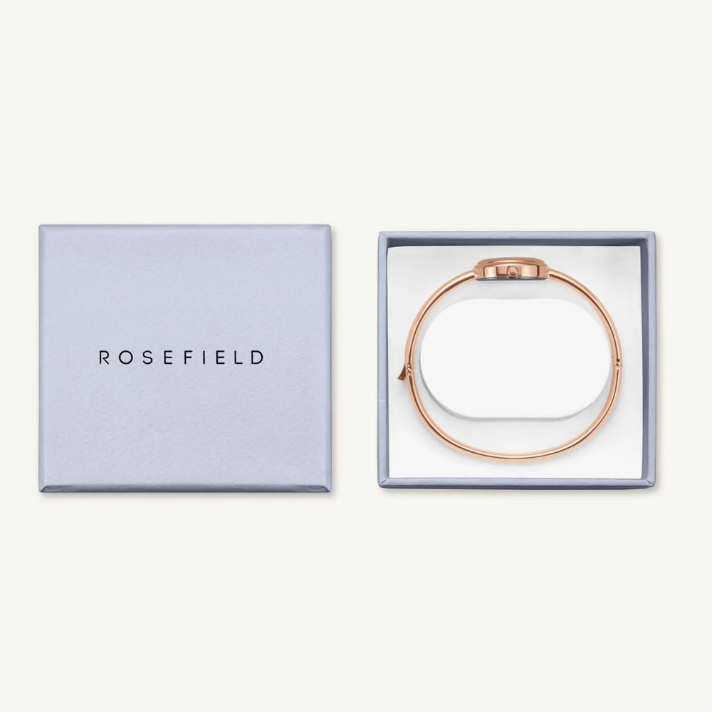 ROSEFIELD Ladies Studio Bangle S White Mother of Pearl Dial Rose Gold Bangle Bracelet Watch STWRSR-ST08