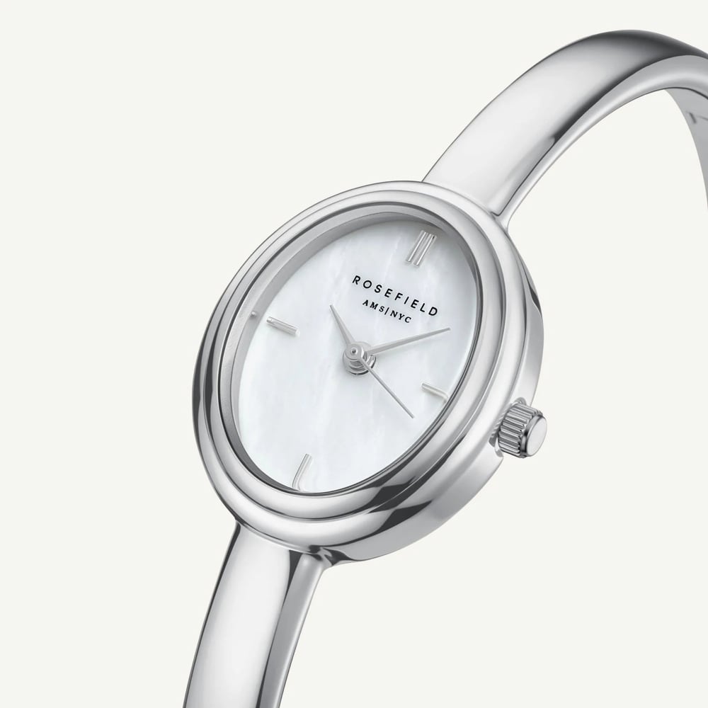 ROSEFIELD Ladies Studio Bangle S White Mother of Pearl Dial Bangle Bracelet Watch STWSSS-ST07