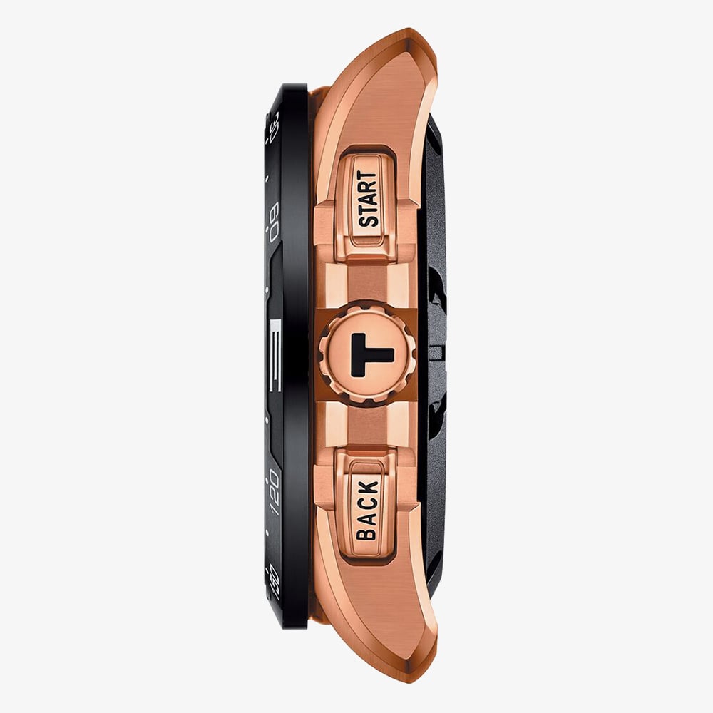 Tissot Mens T-Touch Connect Solar Rose Gold Plated Rubber Strap Smartwatch T121.420.47.051.02