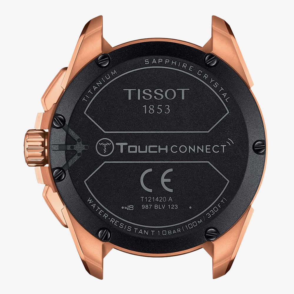 Tissot Mens T-Touch Connect Solar Rose Gold Plated Rubber Strap Smartwatch T121.420.47.051.02