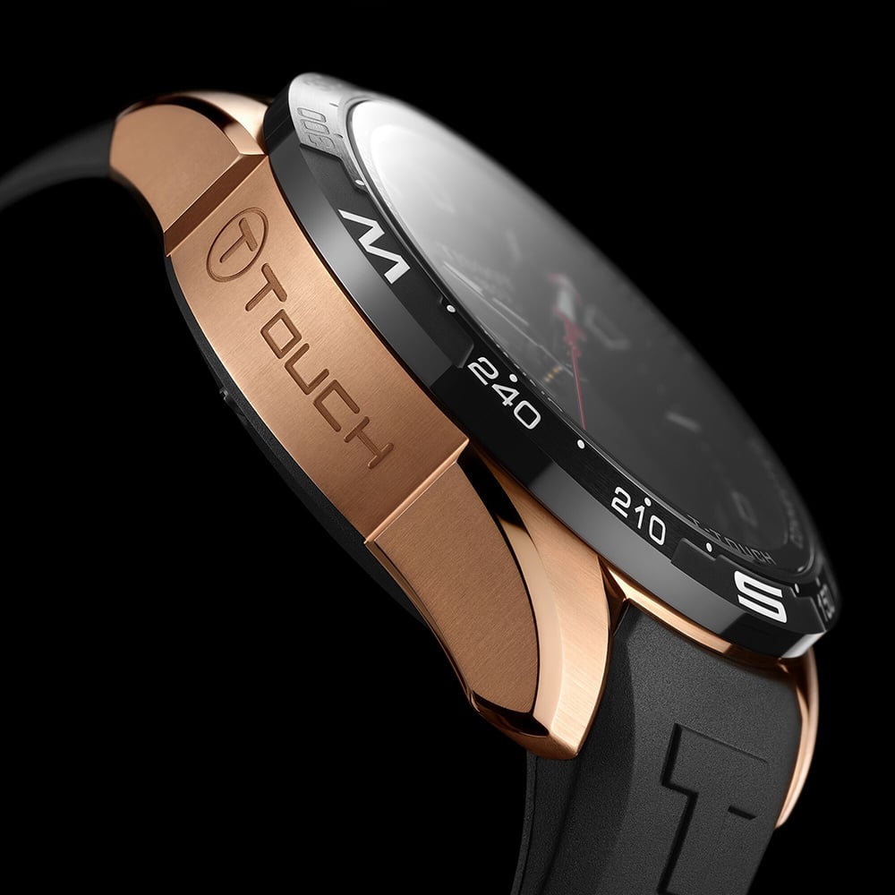 Tissot Mens T-Touch Connect Solar Rose Gold Plated Rubber Strap Smartwatch T121.420.47.051.02
