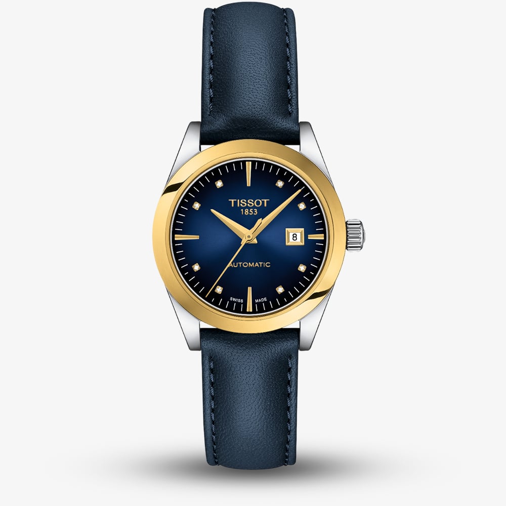 Tissot Ladies T-My Lady Gold Blue Leather Strap Watch T930.007.46.046.00