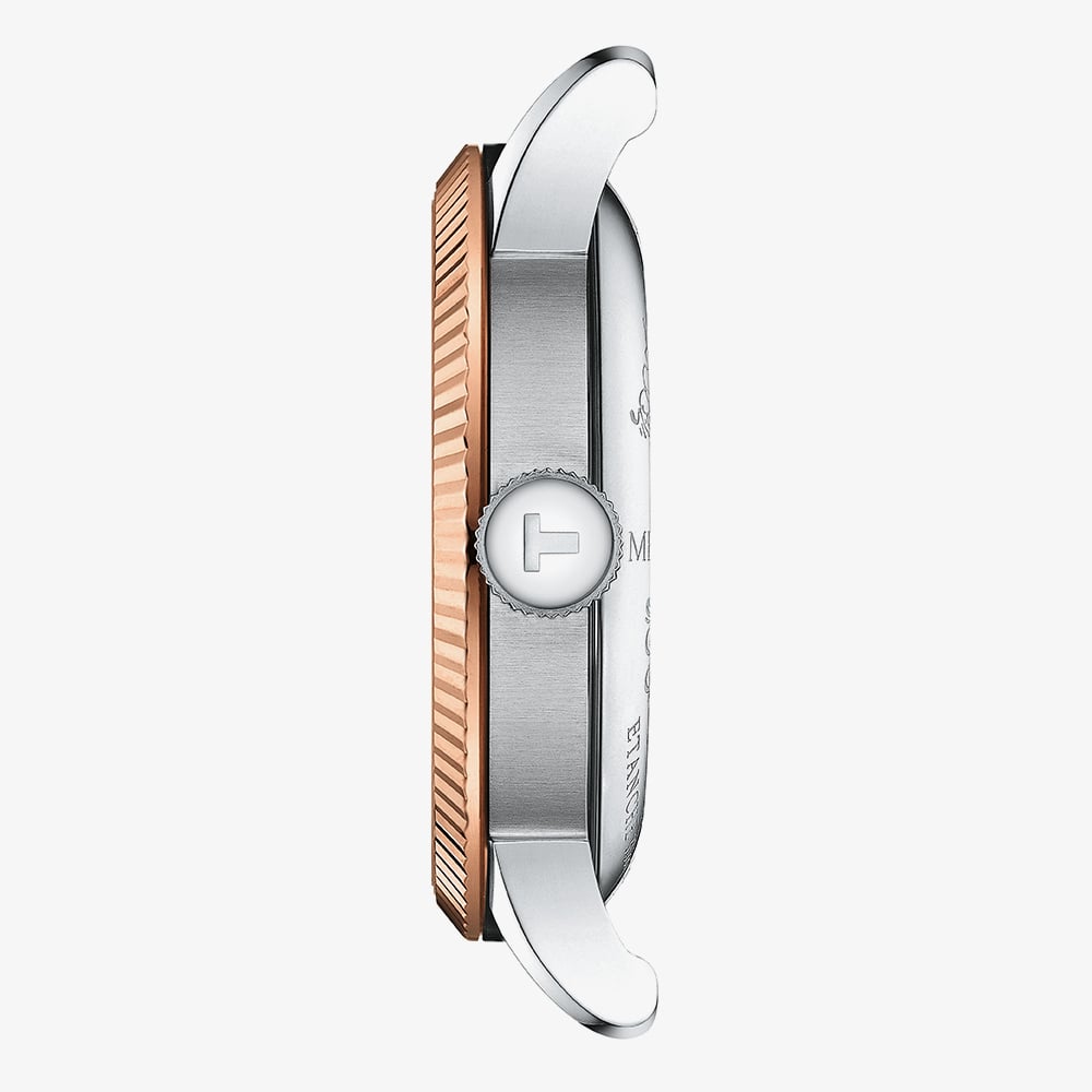Tissot Mens Le Locle 18k Rose Gold Blue Leather Strap Watch T932.408.46.043.00