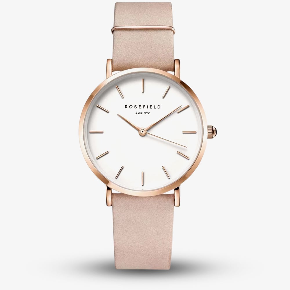 ROSEFIELD Ladies West Village White Dial Pink Leather Strap Watch WSPR-W73