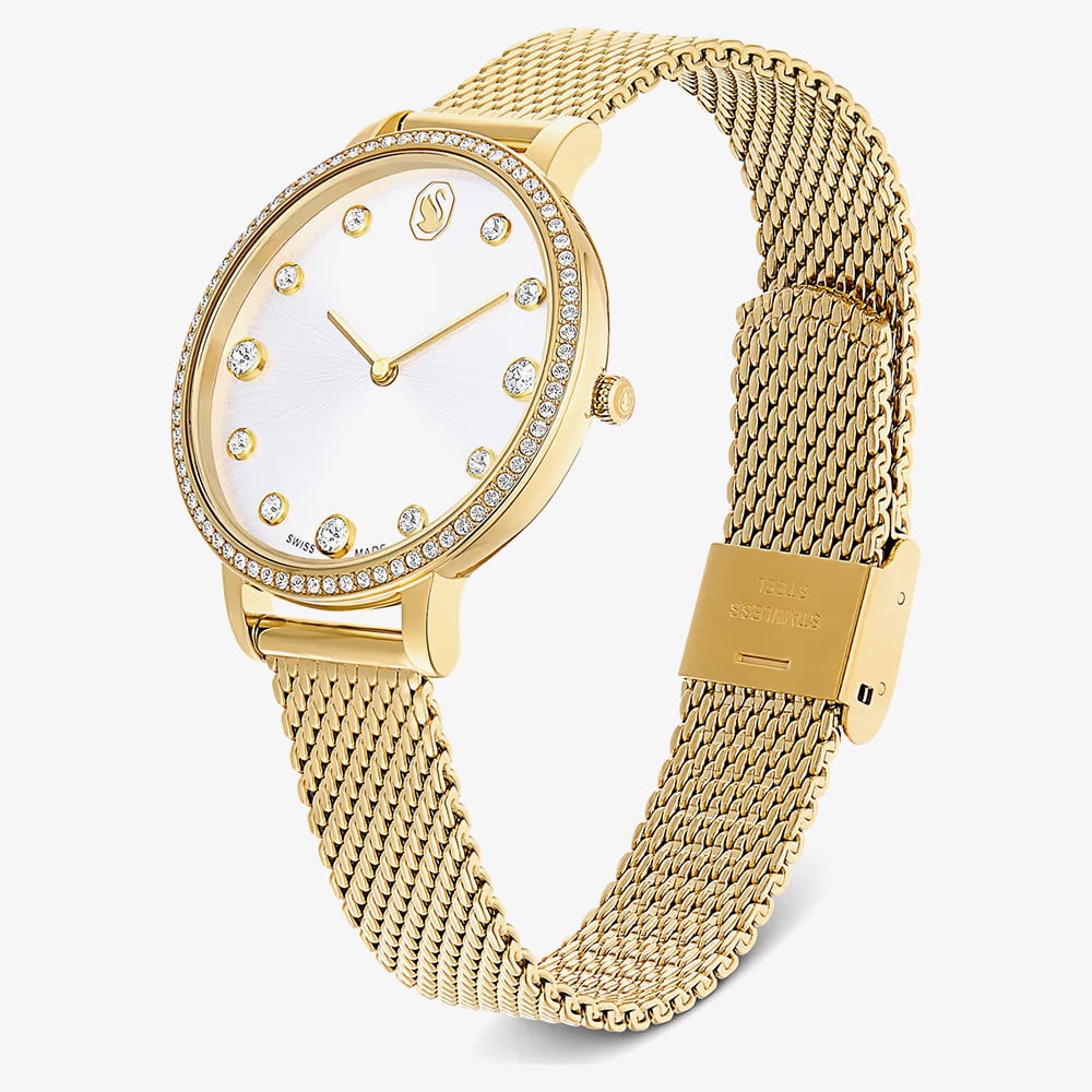 Swarovski Clarica Crystal Dial Gold Tone Bracelet Watch 5740823