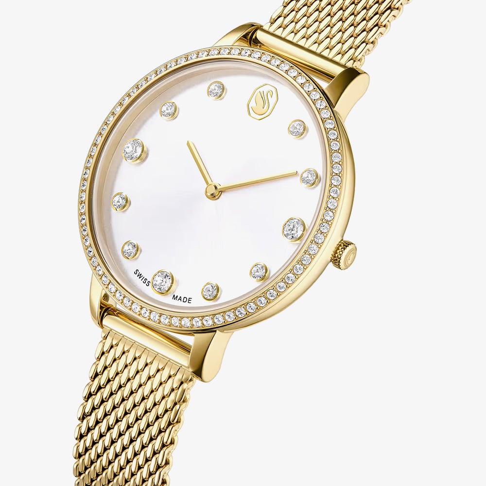 Swarovski Clarica Crystal Dial Gold Tone Bracelet Watch 5740823