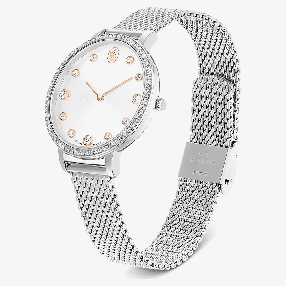 Swarovski Clarica Crystal Dial Silver Tone Bracelet Watch 5740971