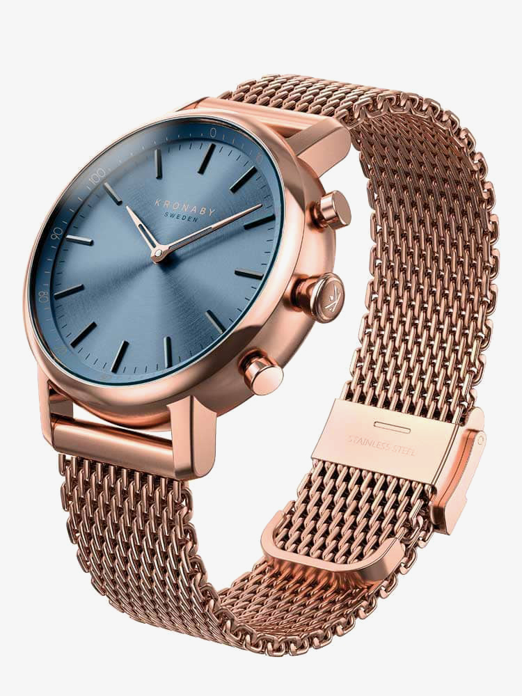 Kronaby Carat Bluetooth Rose Tone Mesh Bracelet Smartwatch A1000-0668
