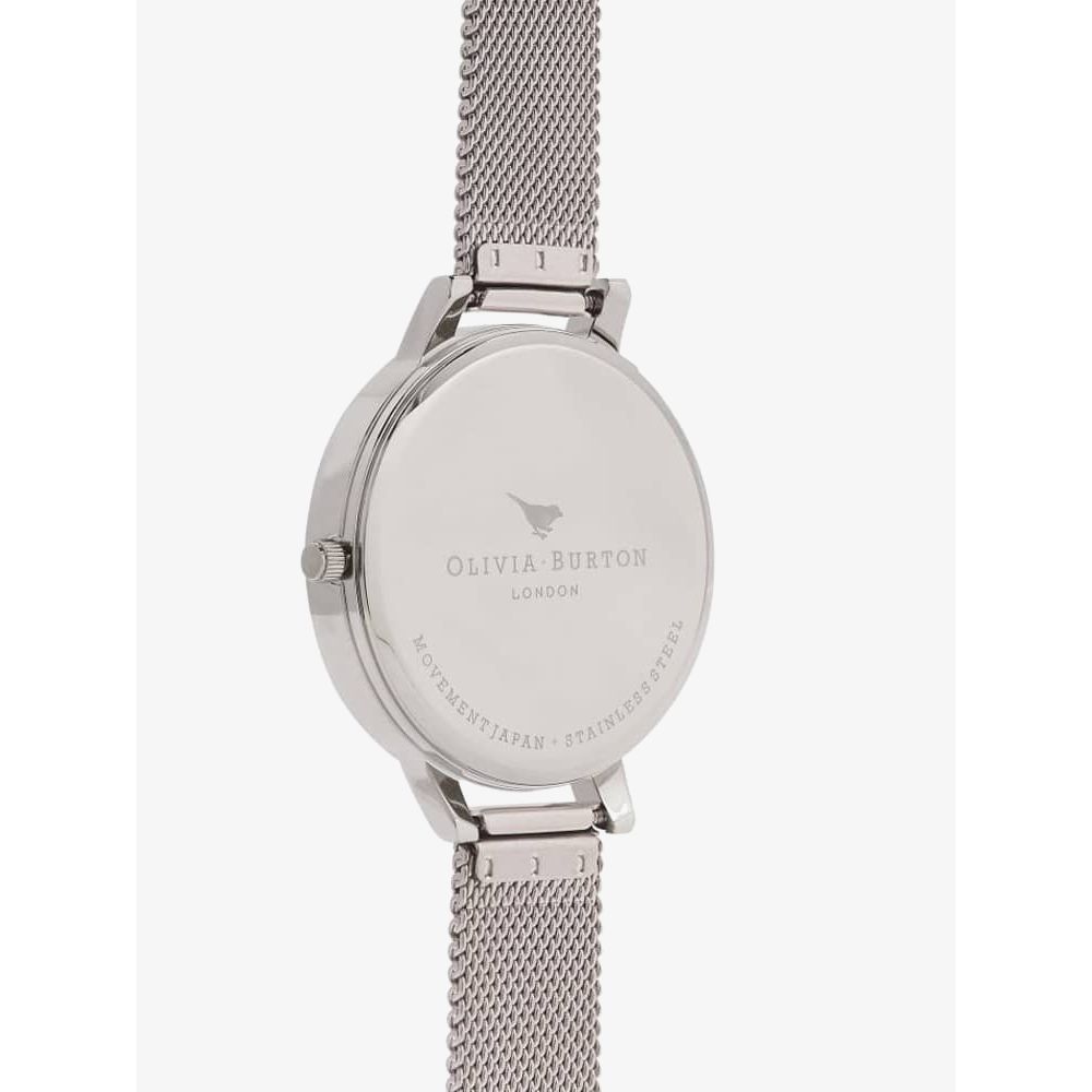 Olivia Burton White Dial Rose Gold And Silver Mesh Bracelet Watch 24000171