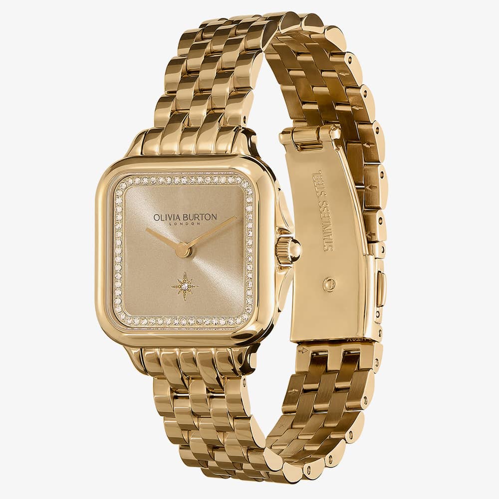 Olivia Burton Grosvenor Champagne Sunray Dial Watch 24000084