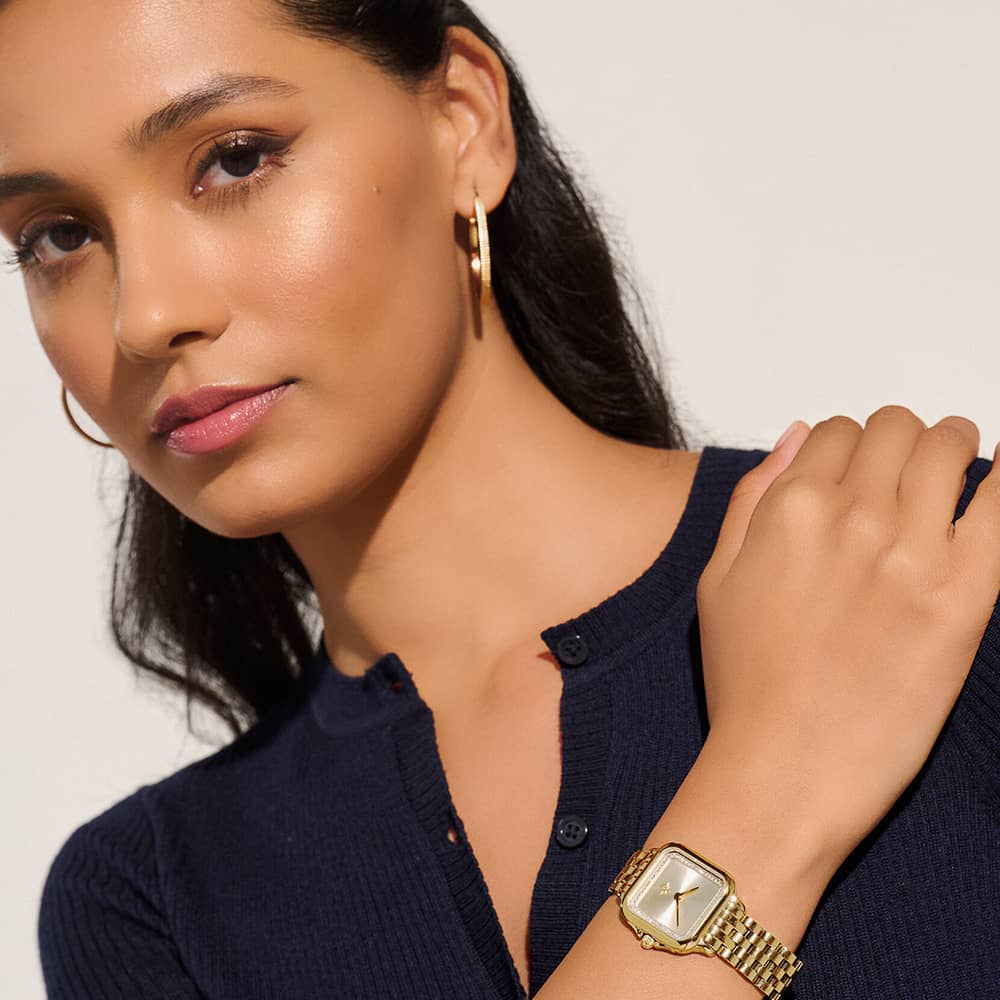 Olivia Burton Grosvenor Champagne Sunray Dial Watch 24000084