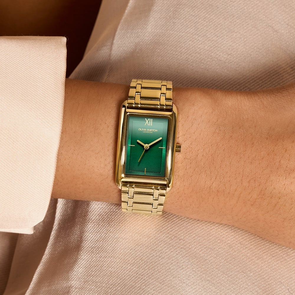 Olivia Burton Classic Grove Gold Plated Green Dial Bracelet Watch 24000195