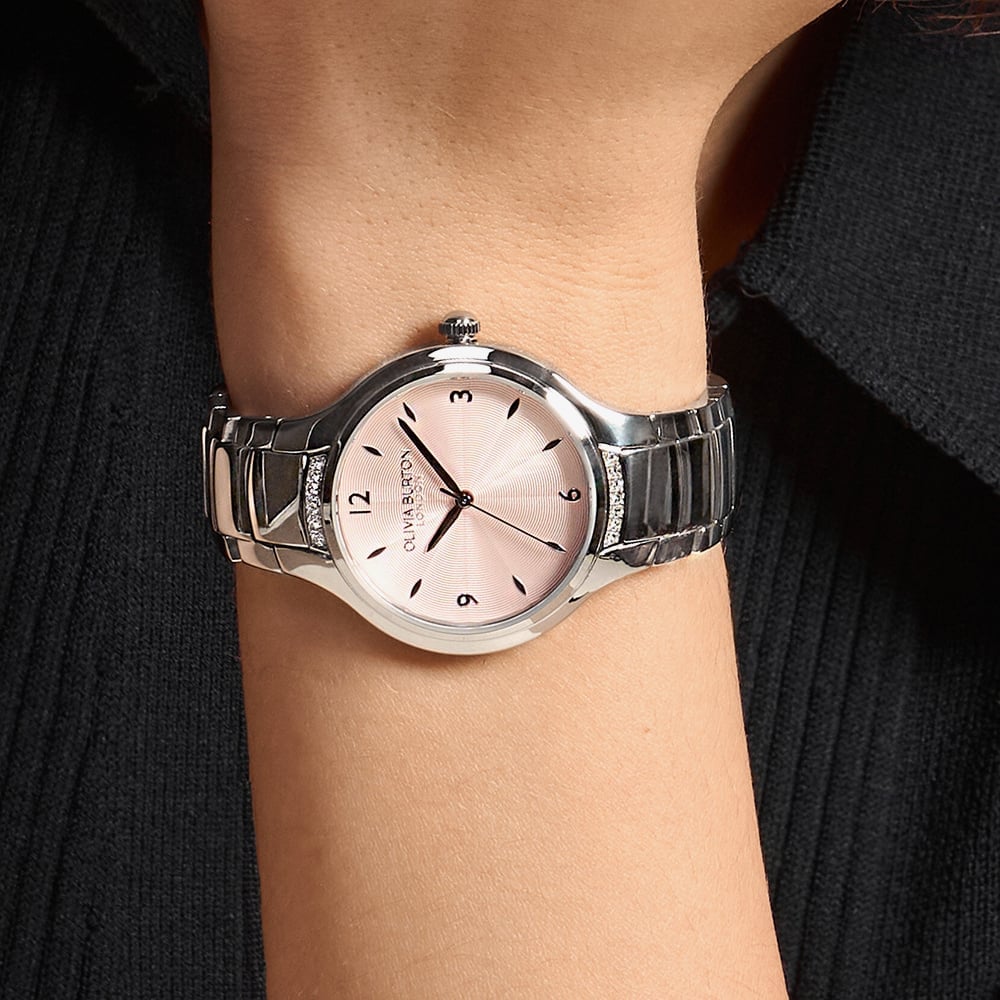 Olivia Burton Classic Lea Pink Dial Crystal Bracelet Watch 24000208