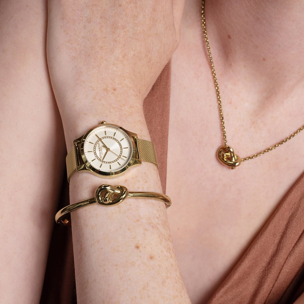 Olivia Burton Classic Wonderlust Gold Plated Crystal Mesh Watch 24000214