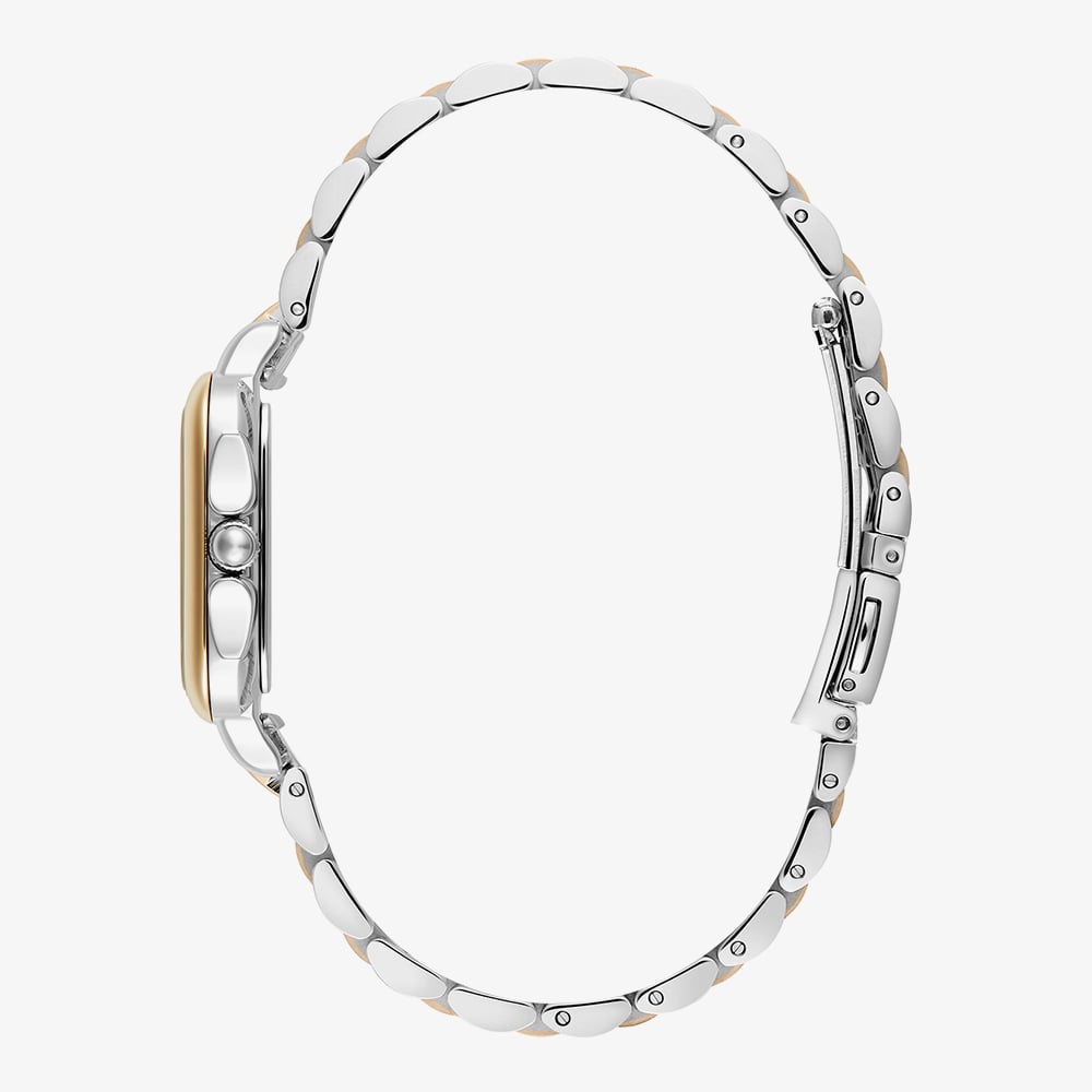 Olivia Burton Grosvenor Two Tone Crystal Black Square Dial Watch 24000124