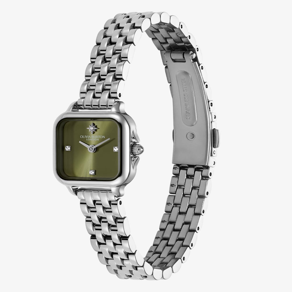 Olivia Burton Ladies Grosvenor Mini Sage Green Dial Watch 24000255