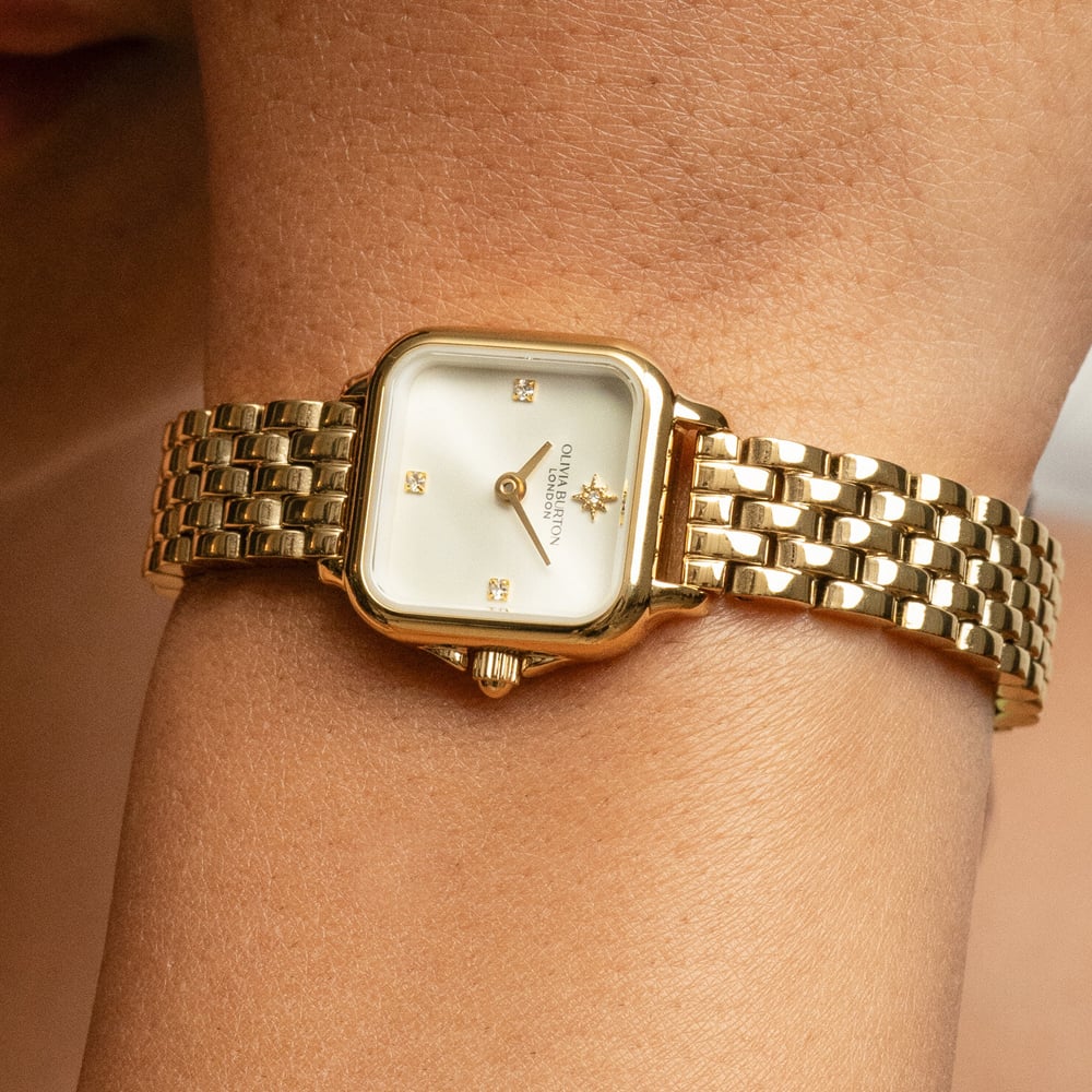 Olivia Burton Ladies Grosvenor Mini Ivory Dial Watch 24000257