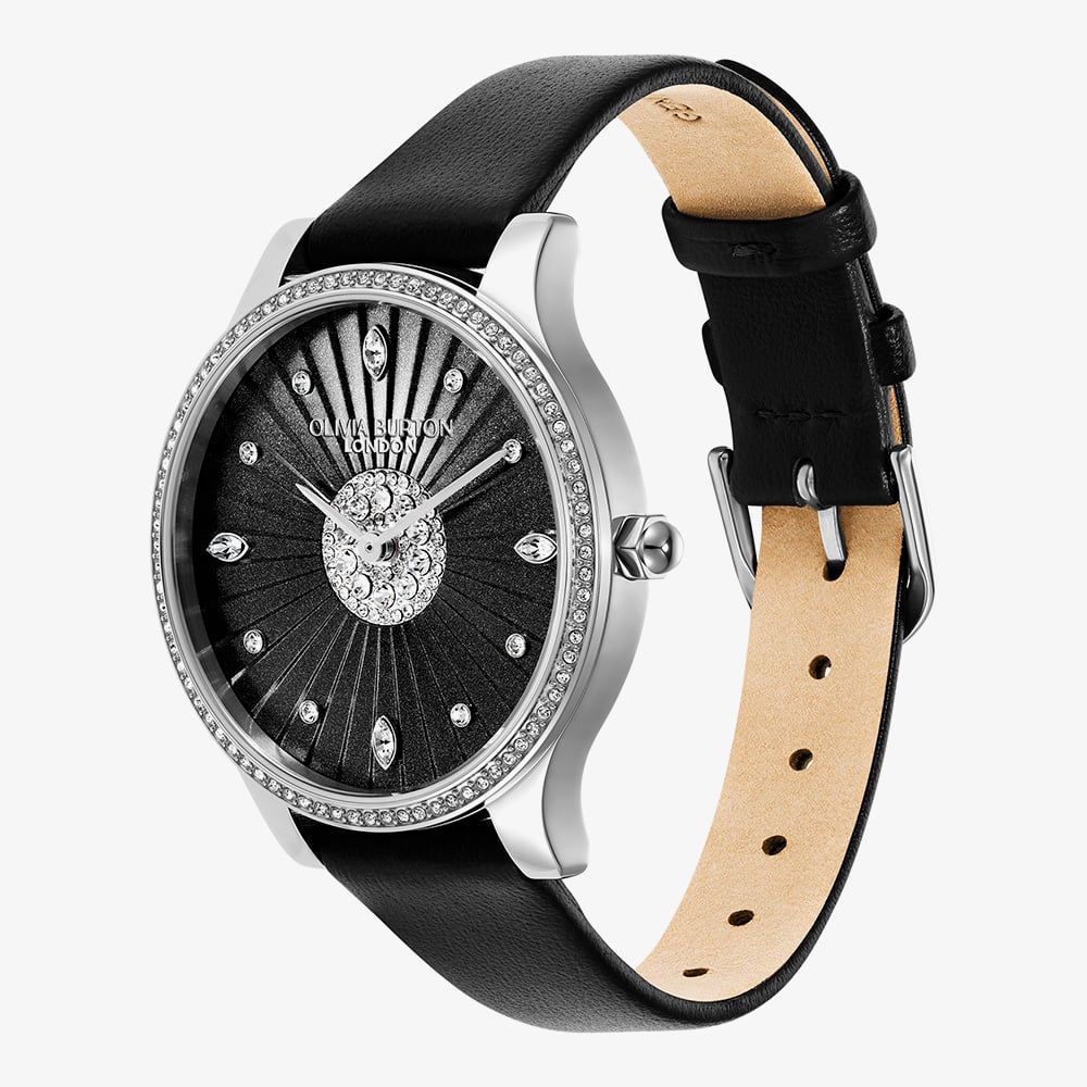 Olivia Burton Beaulieu Black Dial Crystal Set Watch 24000301