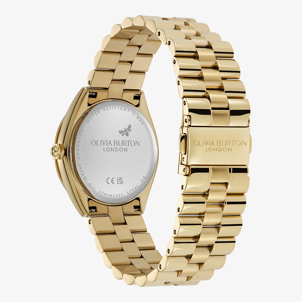 Olivia Burton Gold Tone Stone Set Purple Dial Watch 24000272