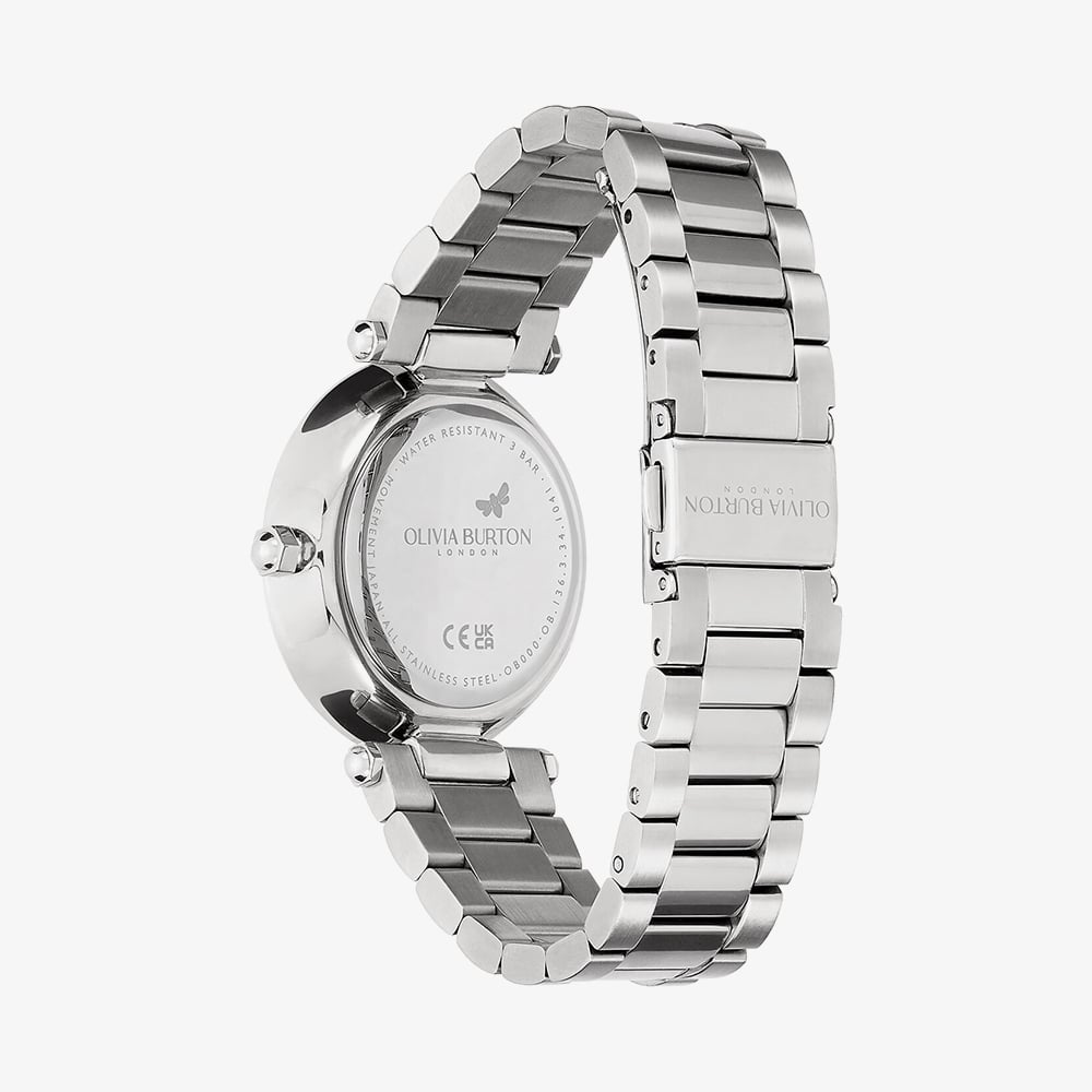 Olivia Burton Signature Silver Tone Foral Crystal White Dial Watch 24000042