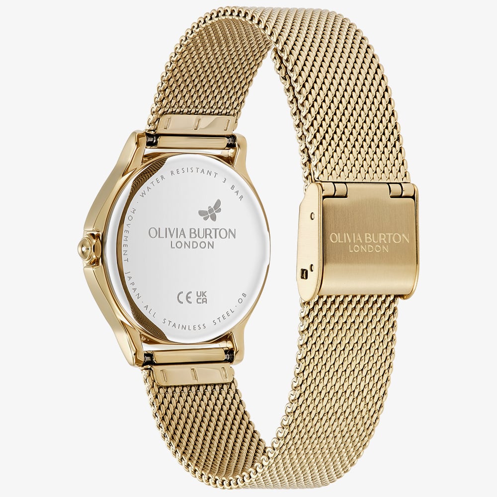 Olivia Burton Ladies Classic Bee Gold Plated Mesh Bracelet Watch 24000341