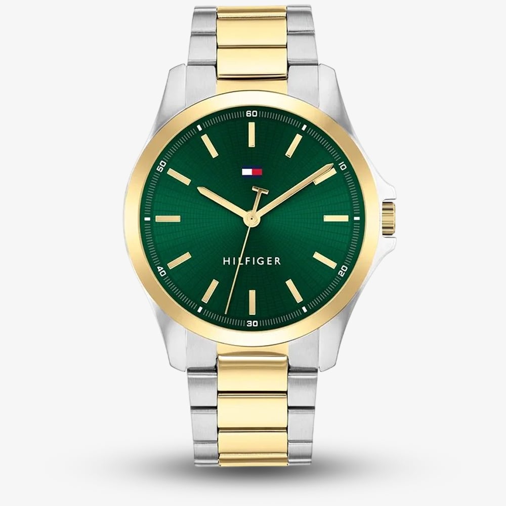 Product photograph of Tommy Hilfiger Mens Bruce Two-tone Green Watch 1792192 from The Jewel Hut