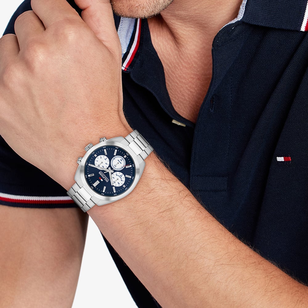Tommy Hilfiger Mens Hudson Chronograph Blue Dial Watch 1710722
