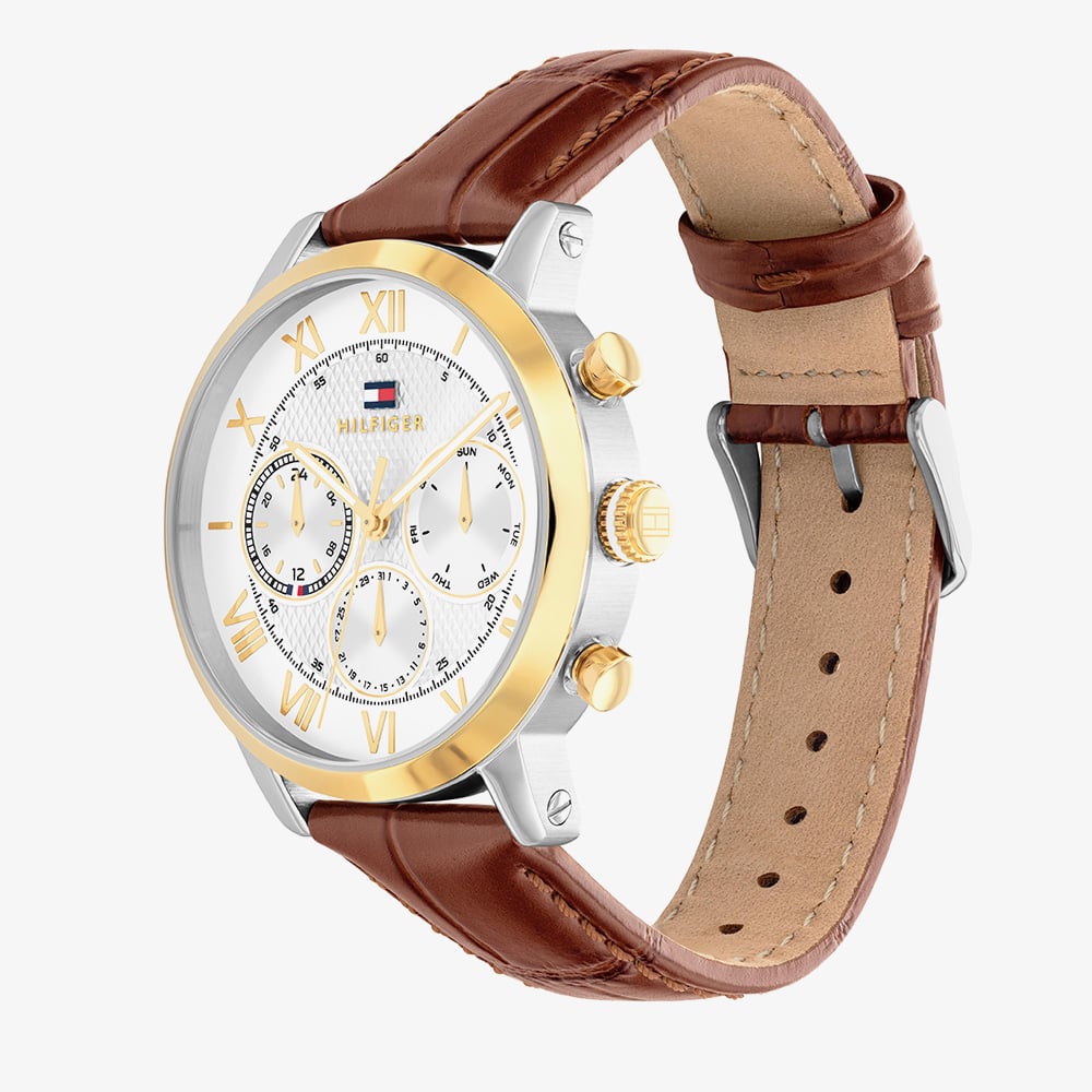 Tommy Hilfiger Mens TH-Oxford Brown Leather Strap Watch 1710726